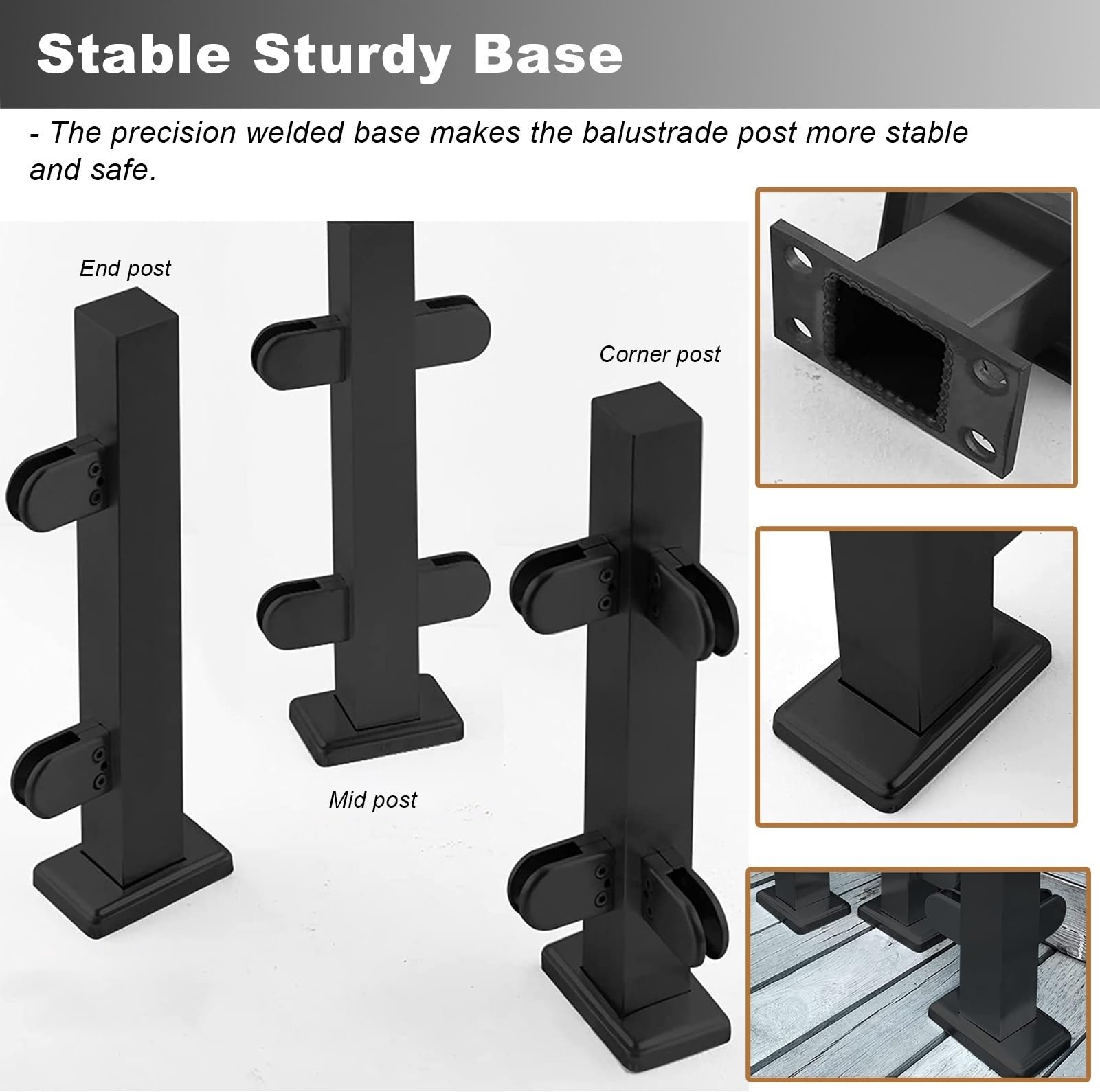 Sistema de balaustrada de vidrio con postes de abrazadera para escaleras y valla de piscina, uso en interiores y exteriores