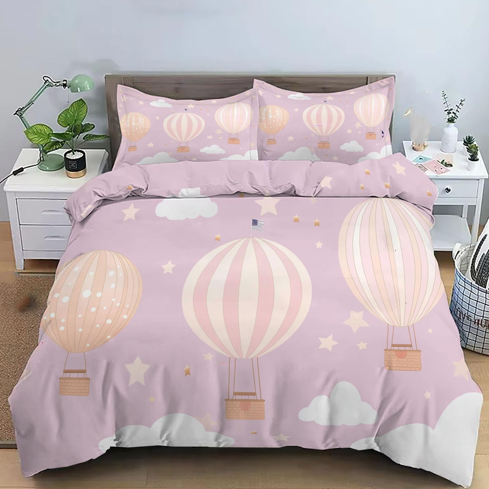 Housse de couette montgolfière réversible pour envelopper les nuits de votre bébé de douceur blush