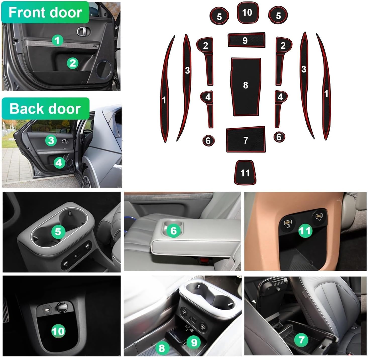 Car Door Groove Mat Compatible with Ioniq 5 2021 2022 2023 Anti-Slip Gate Slot Pads Auto Interior Hyundai Ioniq 5 Accessories 2024(White)