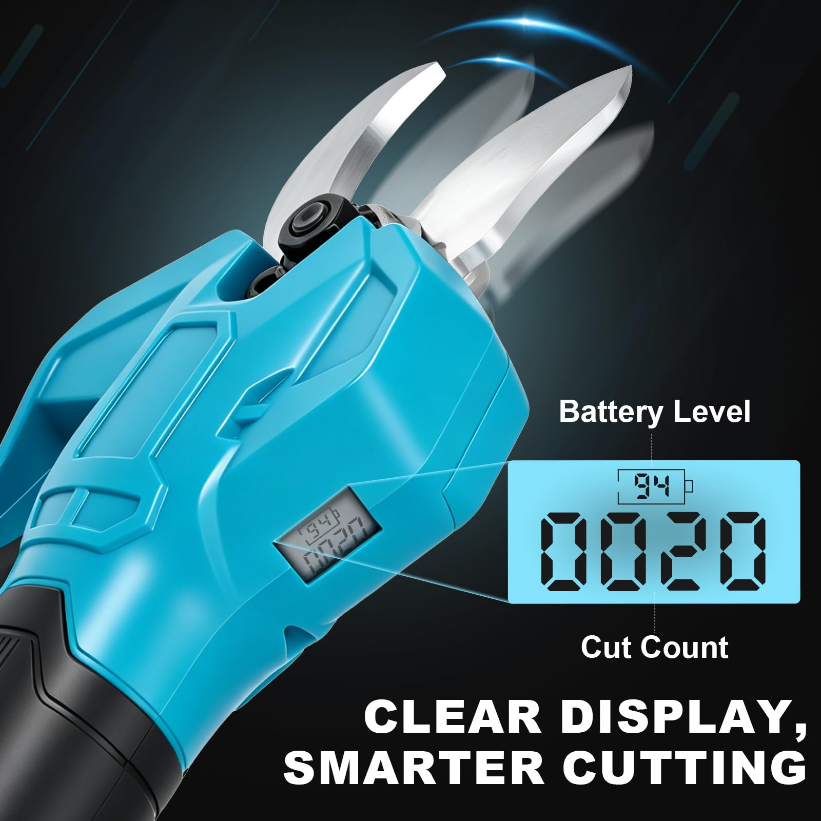 Akku Astschere 50mm mit 2x3000 mAh Batterien, Bürstenloser Elektrische Gartenschere Kompatibel mit Makita 18V, mit LCD-Anzeige und Ersatzklingen, Tragbare Baumschere für effizienten Schnitt