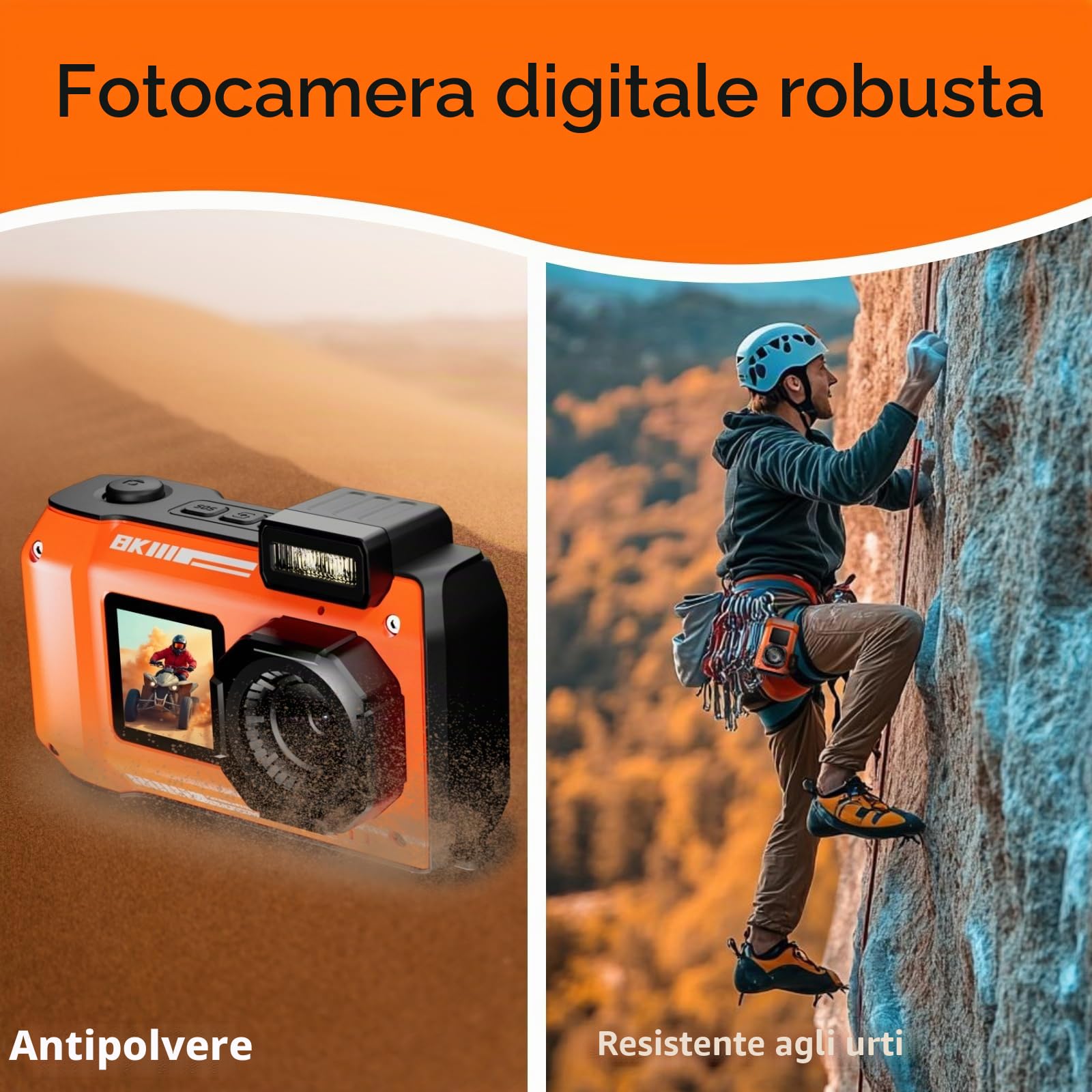 8K 70MP Macchina Fotografica Digitale - MaxMango 33 FT Macchina Fotografica Subacquea, 18X Doppio Schermo Selfie Robusta Antipolvere Antiurto Autofocus, 64GB Fotocamera Digitale
