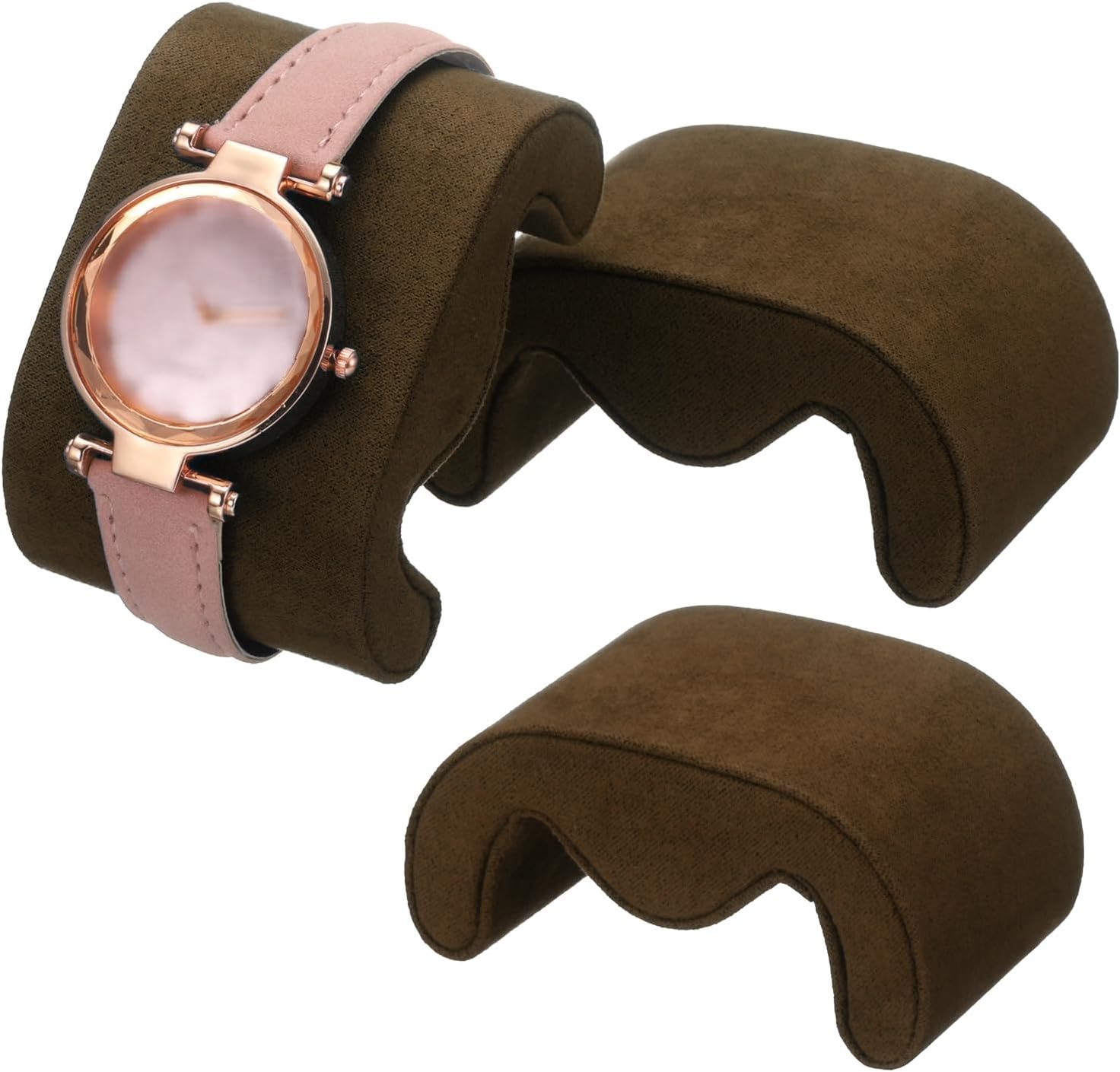 HARFINGTON 3pcs Watch Case Pillow, M-Shaped Watch Pillow Inserts Velvet Watch Cushion Replacement Bracelet Pillow for Wristwatch Jewelry Display Gift Box, Dark Brown