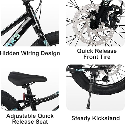 Miniatura 4 de Glerc Mars Kids Mountain Bike, 20 24 Inch Fat Tire Bike for Teen Ages 6-14 Year Old, Bicycle with 2.8-Inch Wide Tires and 6 Speed Drivetrain,