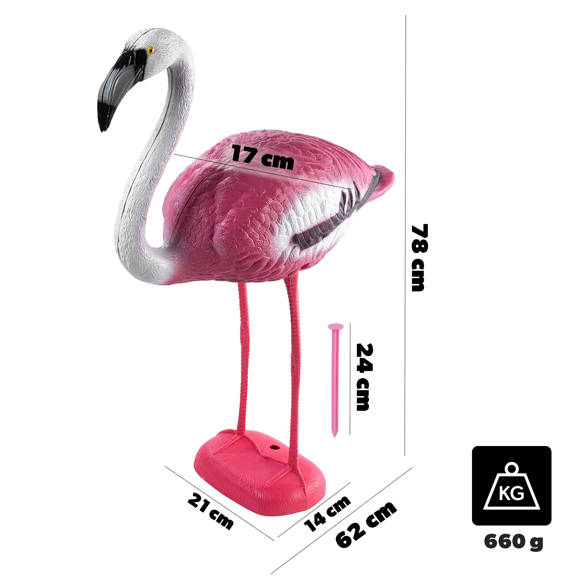 KADAX Figura da giardino fenicottero, 80 cm, decorazione da giardino in plastica, statuetta da giardino esotica, statuetta da laghetto rosa, decorazione da giardino per laghetto (80 cm)