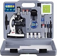 AmScope M30-ABS-KT2-W 120X-1200X Beginner Microscope STEM Kit - 52-Piece Metal Frame Set w/ LED Light & Carrying Case, White