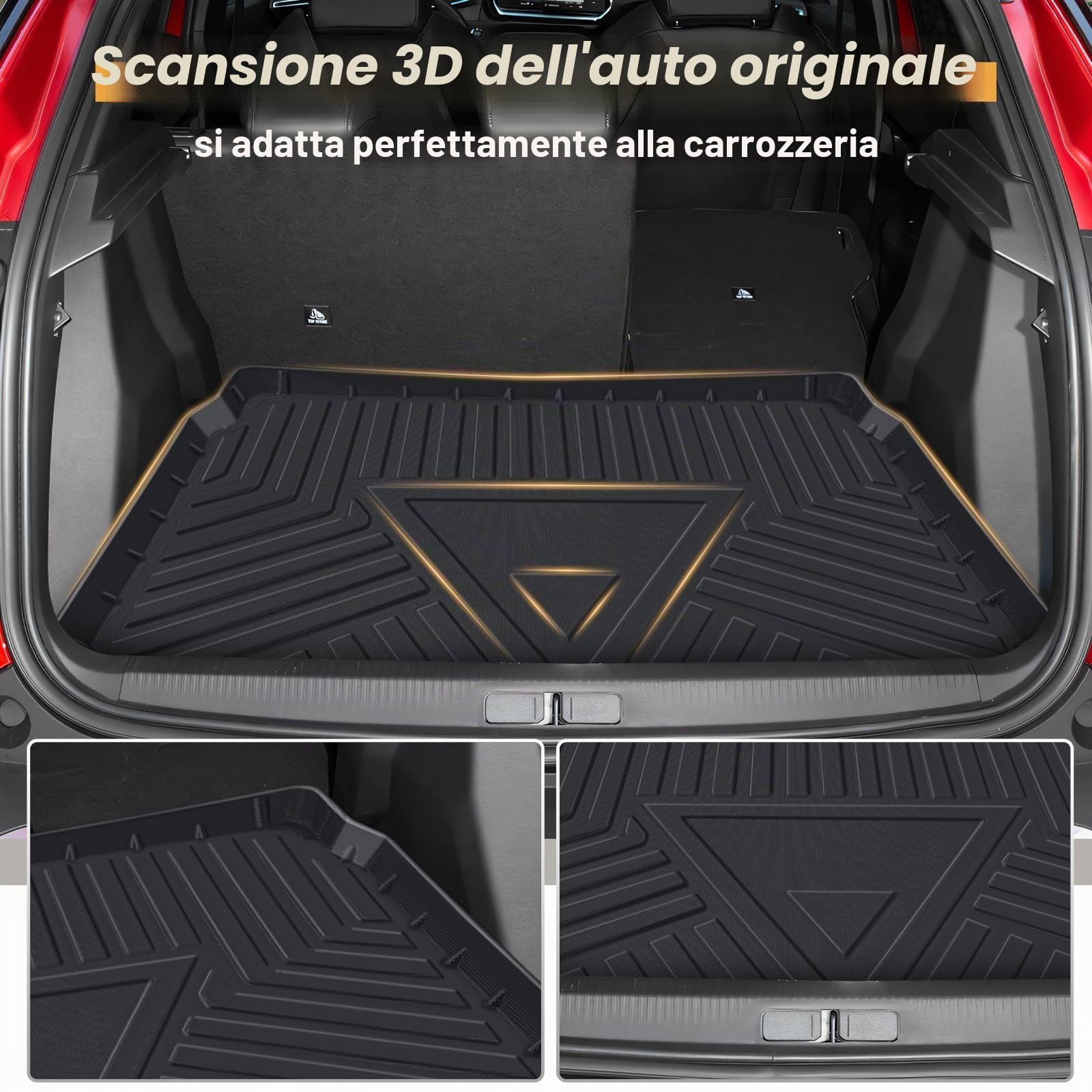 ECOZEN Vasca Baule per Peugeot 2008 2020-2026 3D Specifica In TPE superiore Proteggi Bagagliaio auto, Peugeot 2008 Tappetino del bagagliaio bordino rialzato, resistente impermeabile, tutte le stagioni