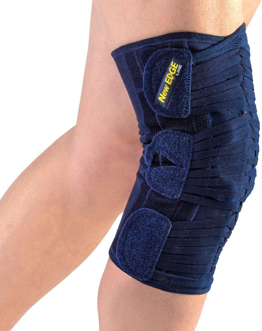 Luxury 100% Italian Cotton Knee Support featuring: Patella Stabiliser/PAIR of spiral stays & polycentric hinges/Athritis Friendly Fastening System :Supplied to NHS (4XL: Thigh Circ:60-66cm)