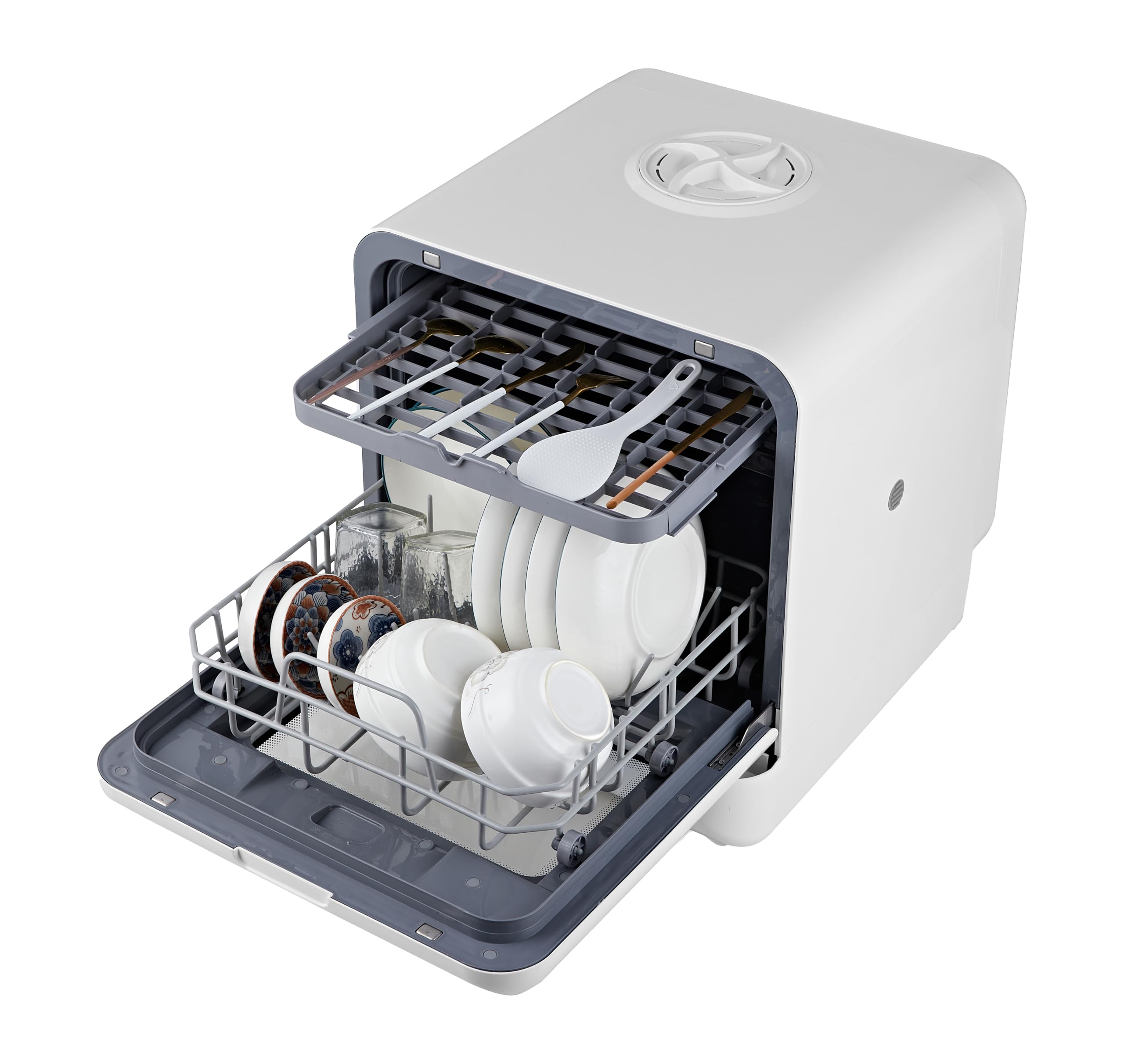 Porodo Portable Mini Dishwasher Countertop, Dual Mode 5L Built-in Water Tank/Inlet Pipe, 25L Space Capacity, UV Sterilization, Multi Mode Washing Programs, Air-Dry Function, Fruit Wash for Apartment