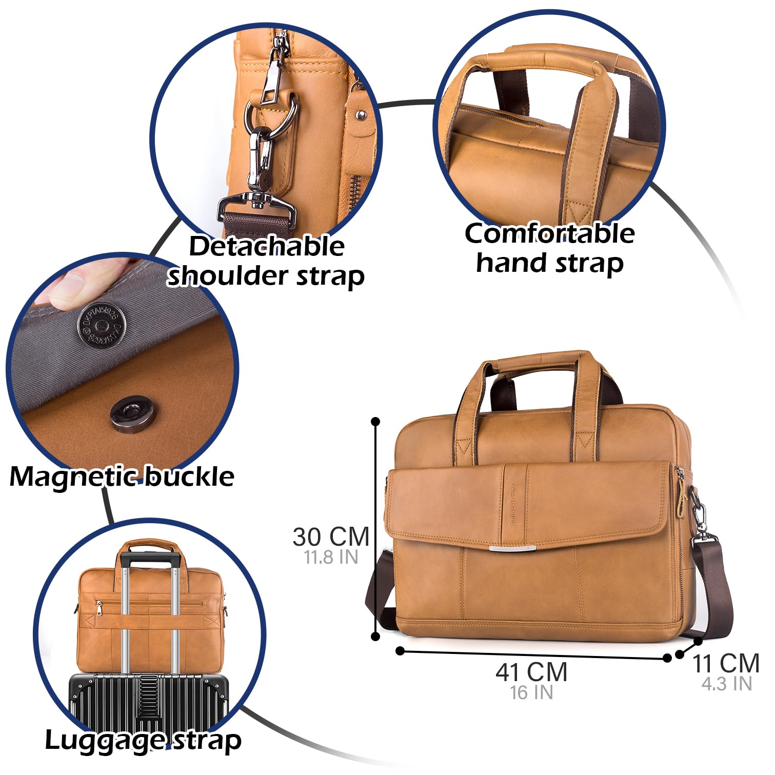 Mallette en cuir synthétique pour ordinateur 15,6 pouces sac à bandoulière serviette d'affaires B333-15,6" noir 28 x 37 x 11 cm