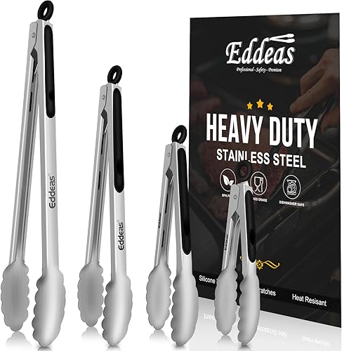 Miniatura 40 de Pinzas de cocina con puntas de silicona, pinzas para cocinar, resistentes al calor, 600 grados, pinzas de bloqueo de acero inoxidable, pinzas de