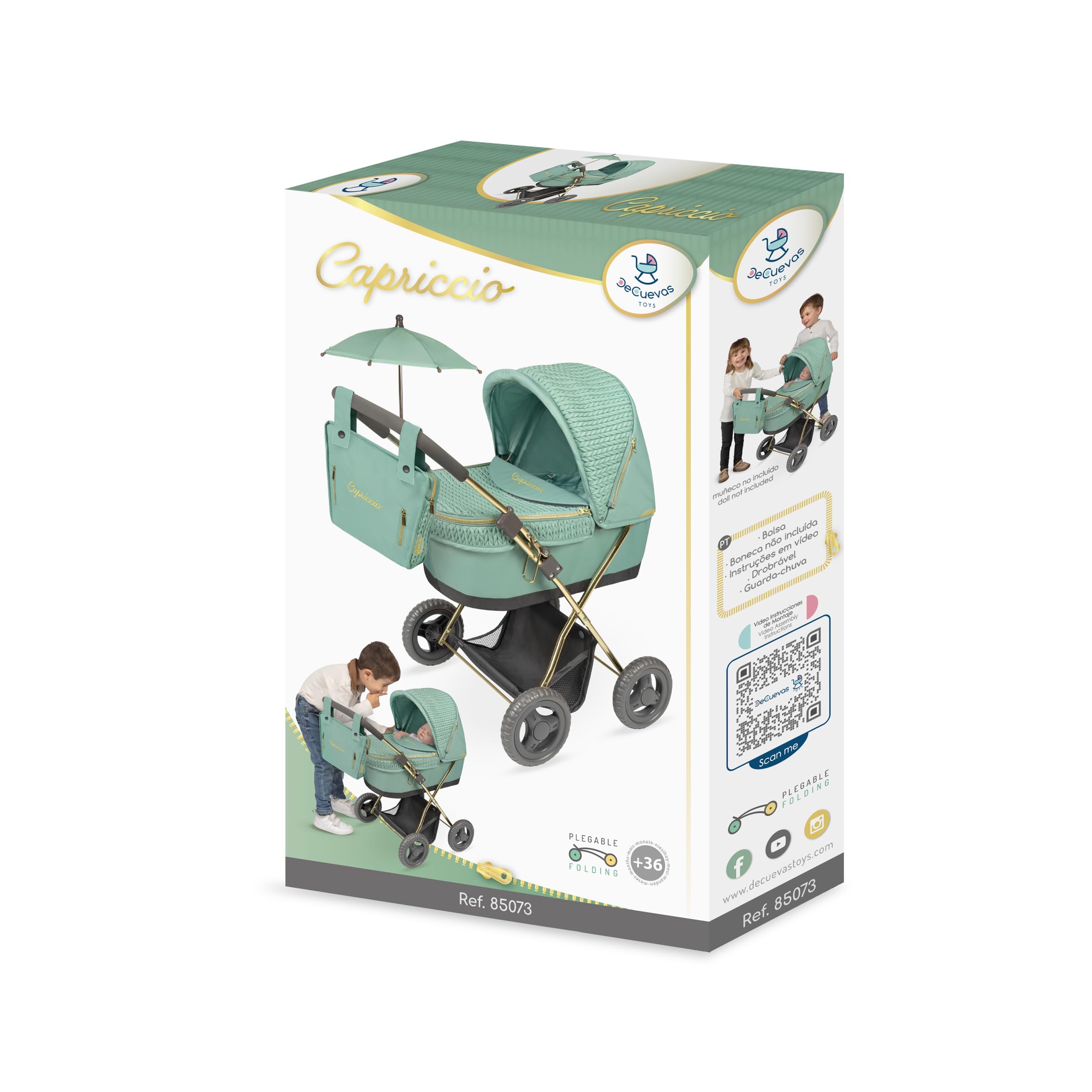 Carrozzina per bambole Capriccio con ombrellino DeCuevas Toys 85073