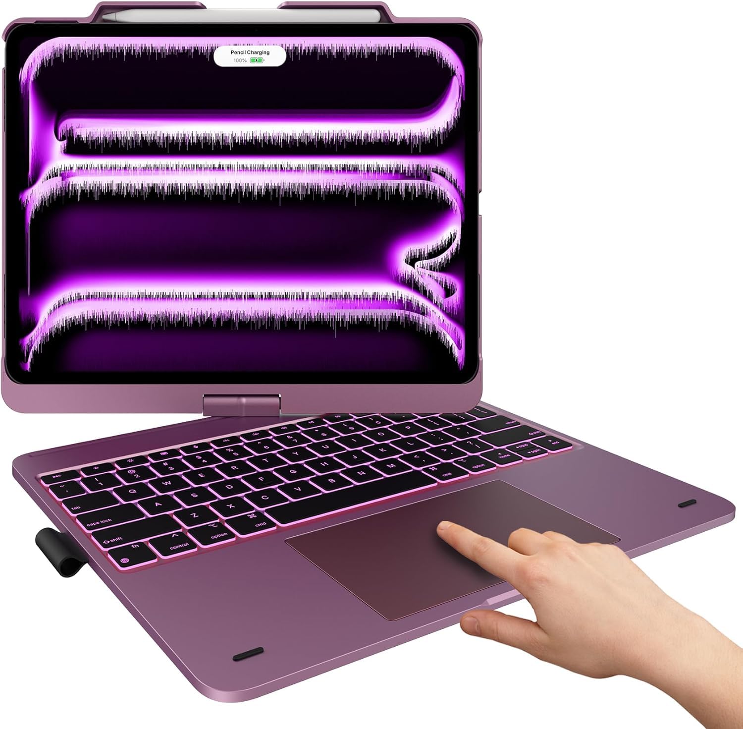 typecase Touch Case with Keyboard for iPad Pro 13-inch(M5/M4, 2025/2024), iPad Air 13-inch(M3/M2, 2025/2024) & iPad Pro 12.9-inch, Trackpad, 360° Rotatable, 11-Colors Backlit, Soft Purple