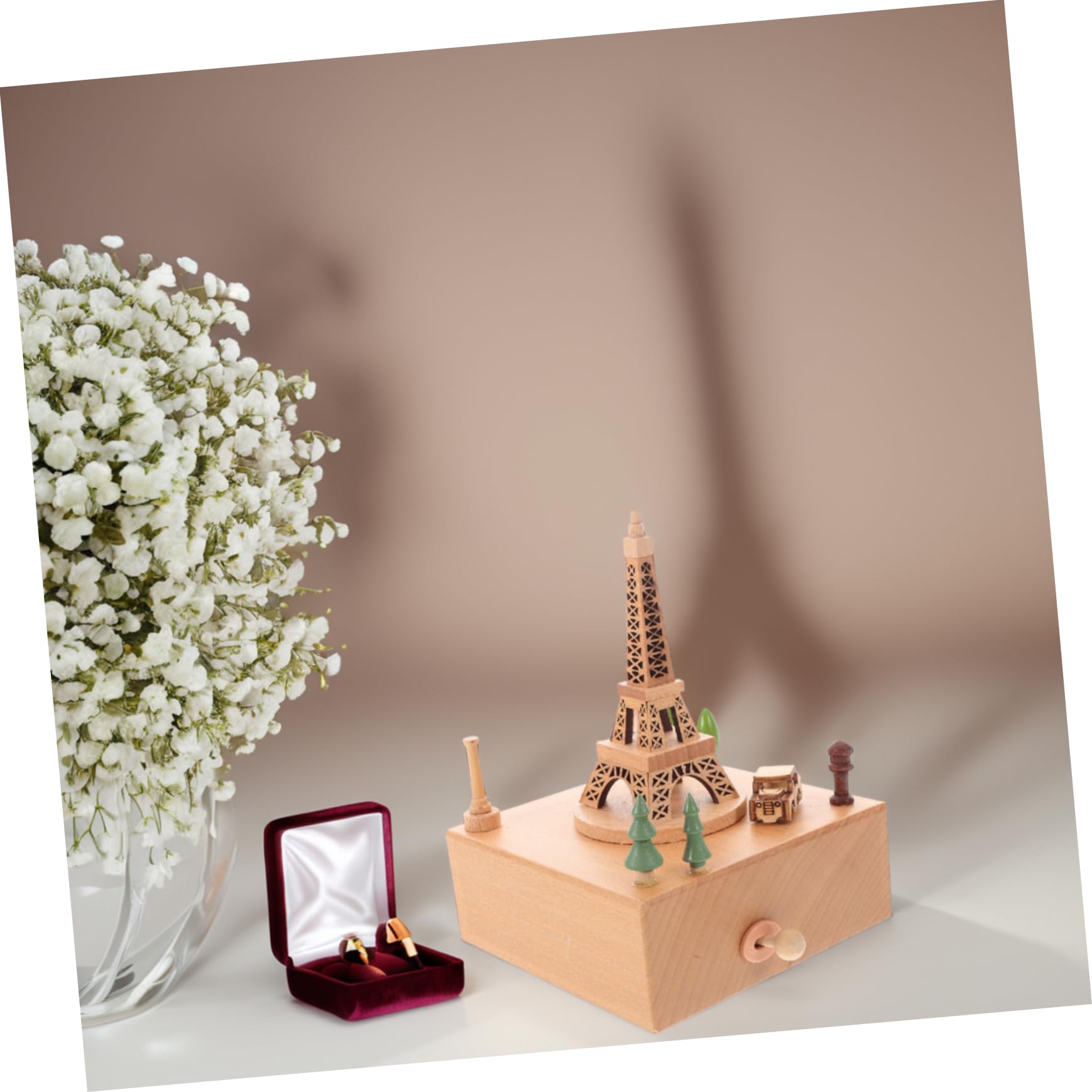 ULTECHNOVO Caja Musical con Carrusel Musical Madera Torre Eiffel Ideal para San Valentín