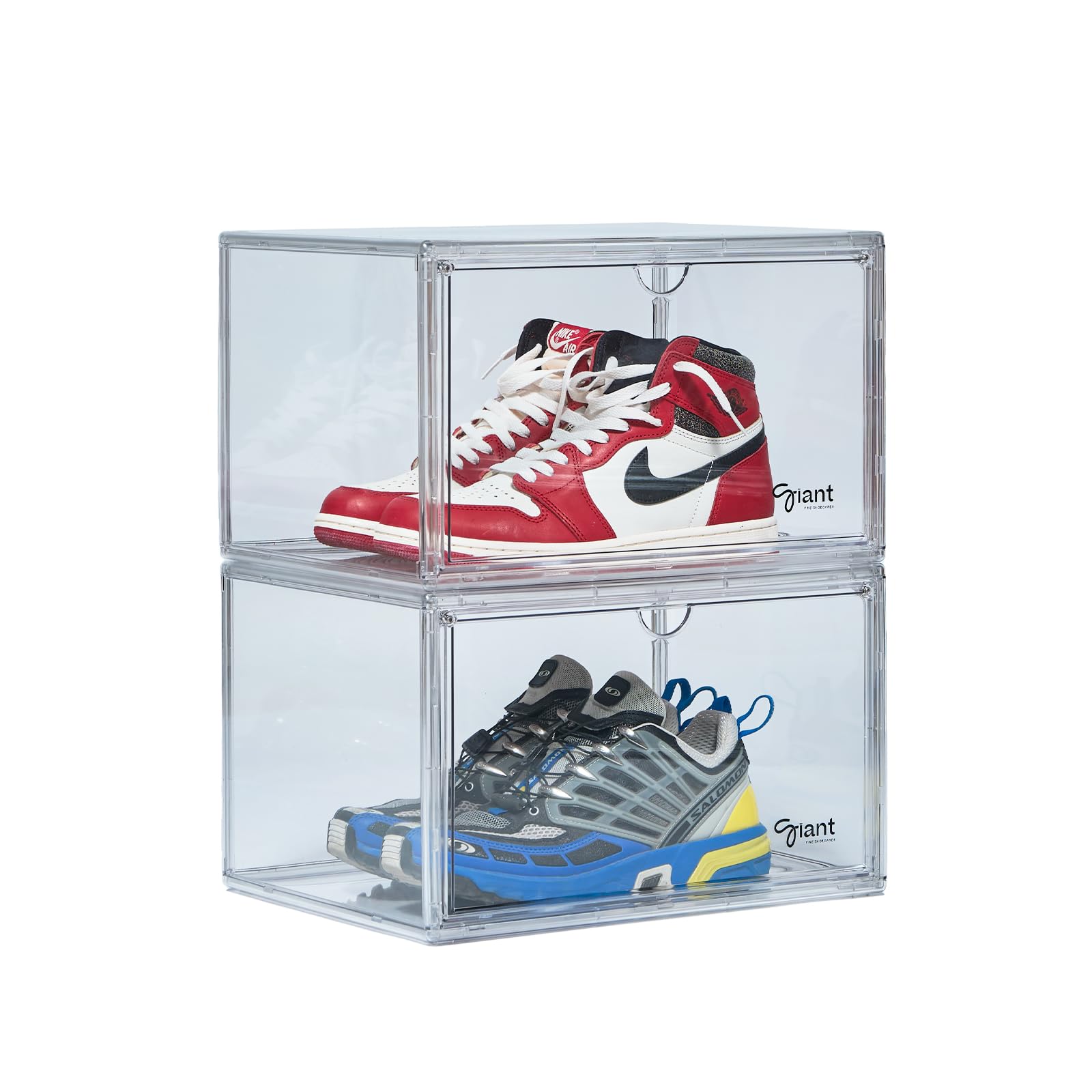 Giant Fine Shoecare 10 Cajas Almacenaje Zapatos Acrílico Super Transparente | Transpirable | Marca Española | Material Premium | Apilable | Estética Moderna | Organizador de Zapatos