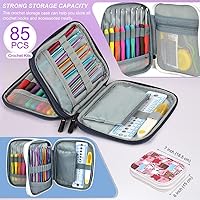 Vista 4 de Katech - Kit de ganchos de ganchillo con estuche, juego de 85 piezas de ganchillo, ganchos ergonómicos para tejer, agujas de tejer, kits de hilo