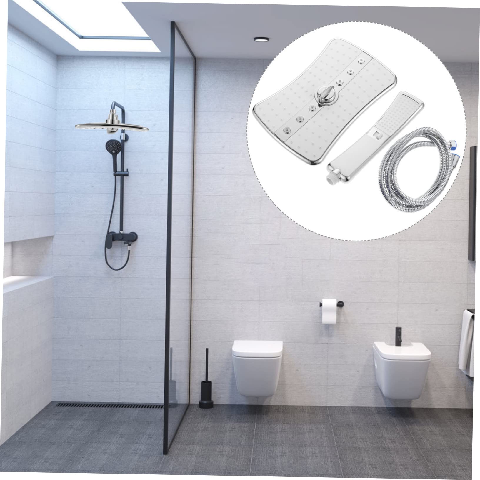 Cabezal de Ducha de Baño Multifuncional 1 Juego Abs Plata