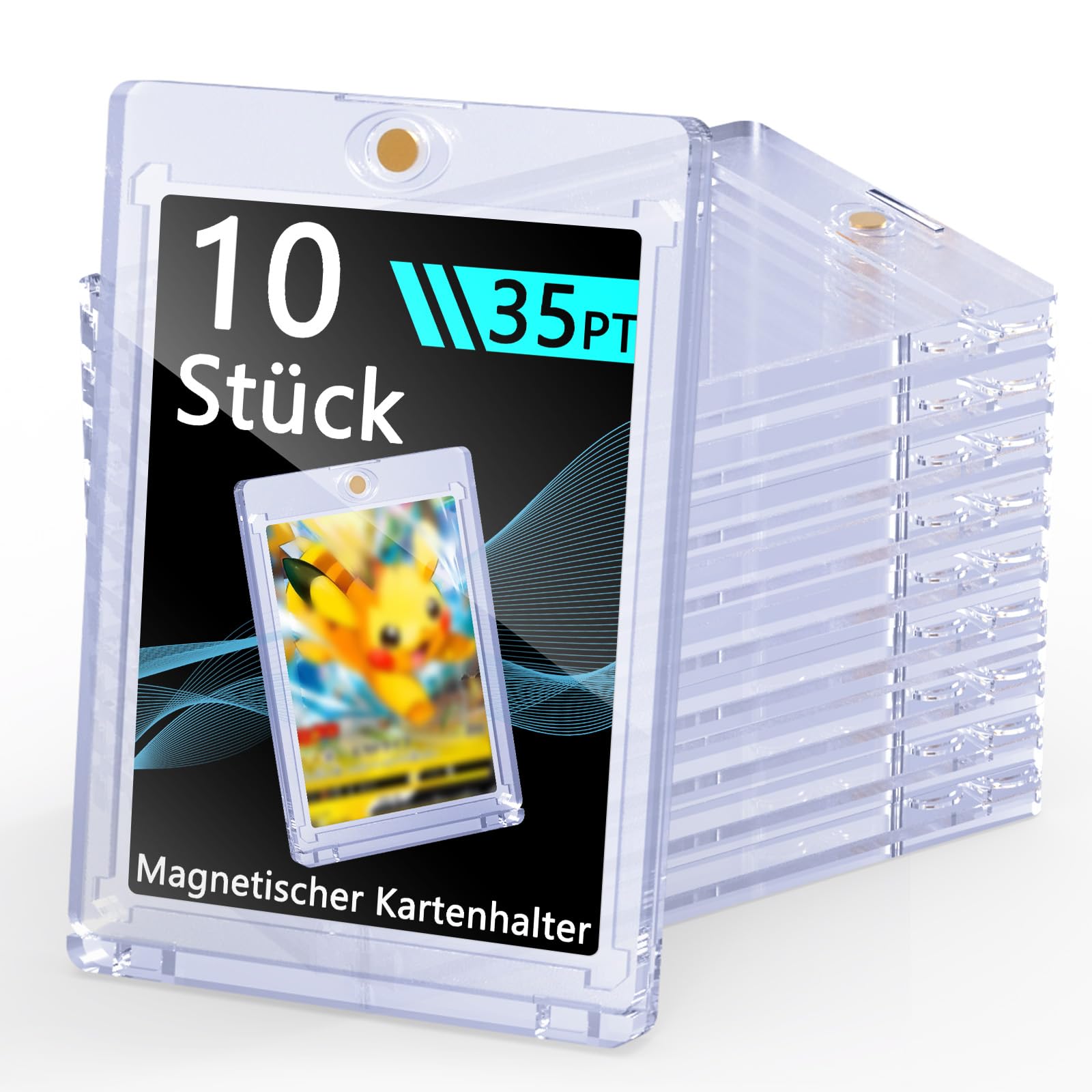 Magnetic Card Holder 10 Stück 35pt Magnetischer Kartenhalter für Trading Cards Sammelkarten HüLlen Karten Rahmen Sleeves Kunststoff Harte KartenhüLlen Halter für Game Sports Karten