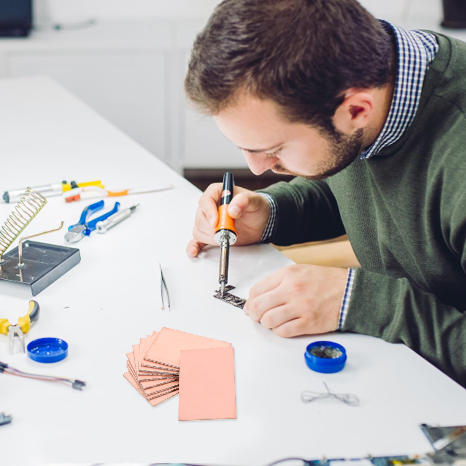 Homoyoyo 10 Pezzi Schede Pcb Singola Faccia 5x7 Cm in Vetronite Fr4 Rivestite Rame per Progetti Elettronici Fai da Te, Circuito Stampato Compatto per Esperimenti e Saldatura
