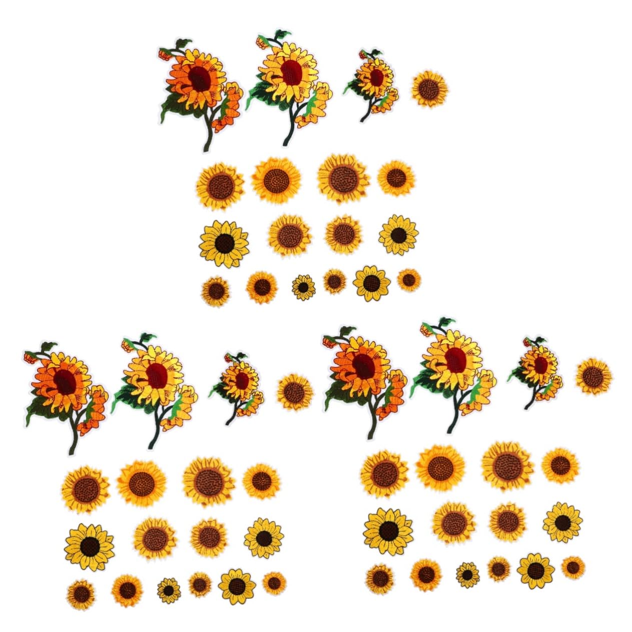 SHINEOFI 3 Sets Sonnenblumen Stickerei Bügelflicken Pailletten Kleider Stoffflicken Flicken Für Kleidung Bestickte Fat Quarters Stoffbündel Nähaufkleber Flicken Für Jacken Hüte