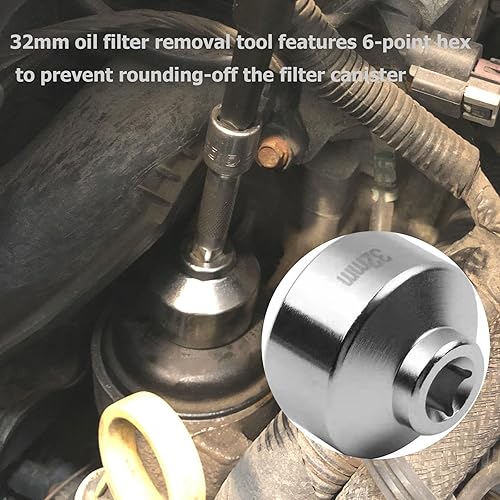 Miniatura 4 de Llave de filtro de aceite de perfil bajo de 1  de pulgada para motores GM Ecotec de 2.2 L, enchufe de 6 puntos de 1.260 in, herramienta de