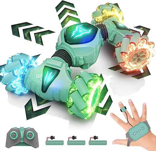 Tecnock Coche de control remoto para niños y niñas, 2.4 GHz 4WD con detección de gestos RC Stunt Car Toys 360 giratorio doble cara controlado a