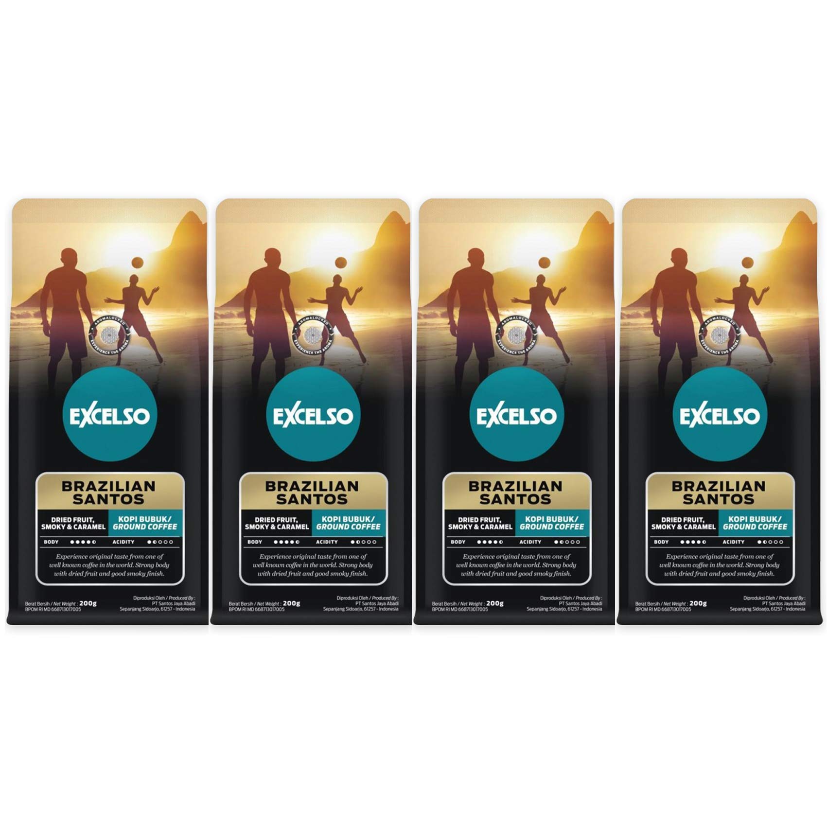 ExcelsoBrazilian Santos, Ground Coffee, 200g (Pack of 4)