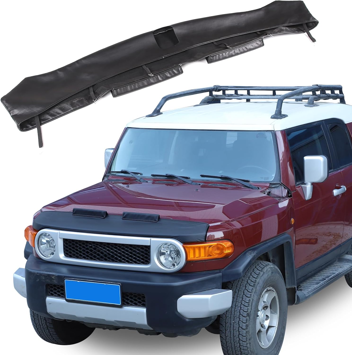 Hood Bra Front End Nose Mask Compatible with Toyota FJ Cruiser 2007-2021 Leather Protector Tuning,Front Hood Deflector Trim Cover