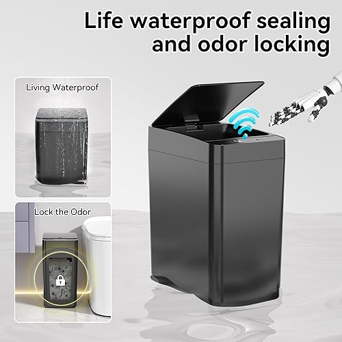 Miniatura 6 de kaylowe Bote de basura automático para baño, sin contacto, de 2.6 galones, con tapa, pequeño sensor de movimiento delgado, cubo de basura