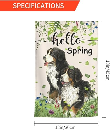 Miniatura 6 de Bandera de jardín con hojas de perro de montaña bernés de 12 x 18 pulgadas, decoración vertical de doble cara, bandera pequeña para exteriores,