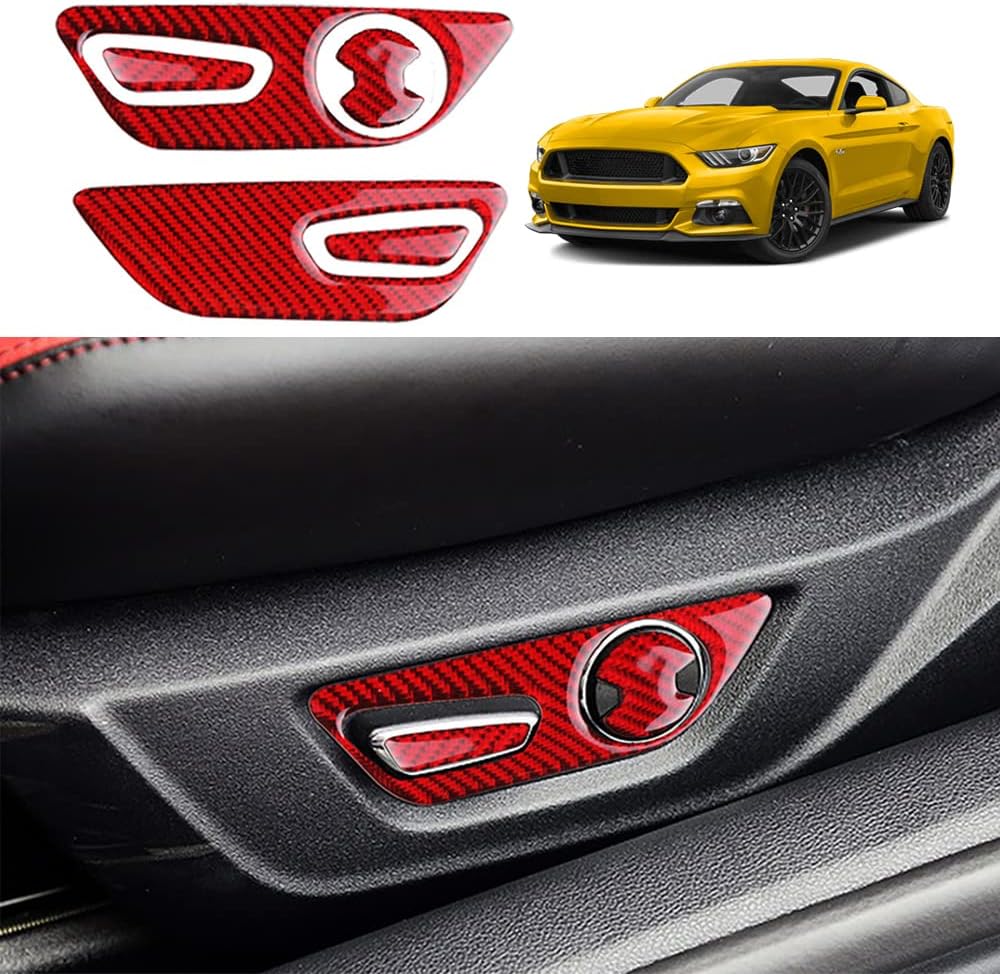 Carbon Fiber Inner Door Handle Sticker Trim Decals Interior Accessories for Ford Mustang 2015 2016 2017 2018 2019 2020 2021 2022(4PCS Red)