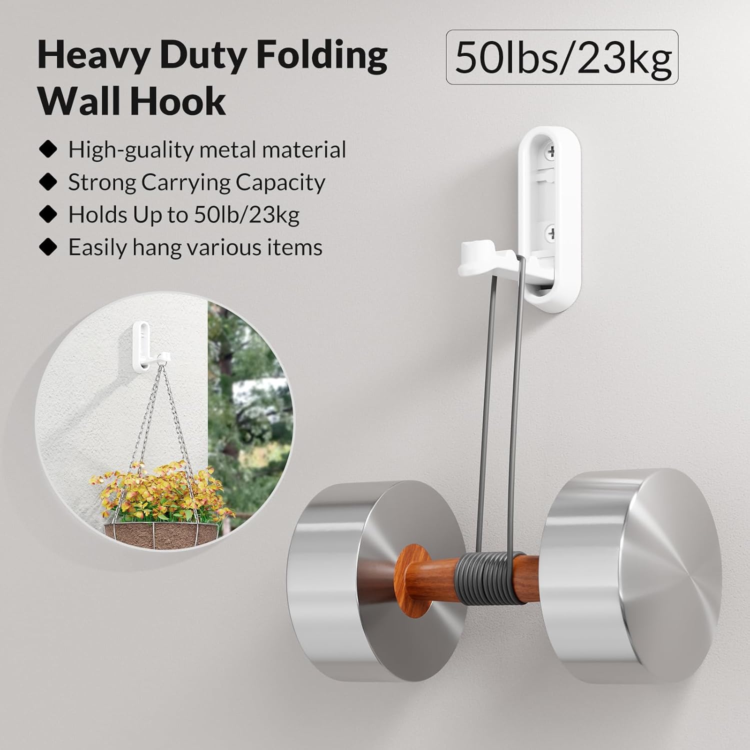 Coat Hooks Wall Mount, 2 Pcs Foldable Wall Hooks for Hanging Towel Hat Bags