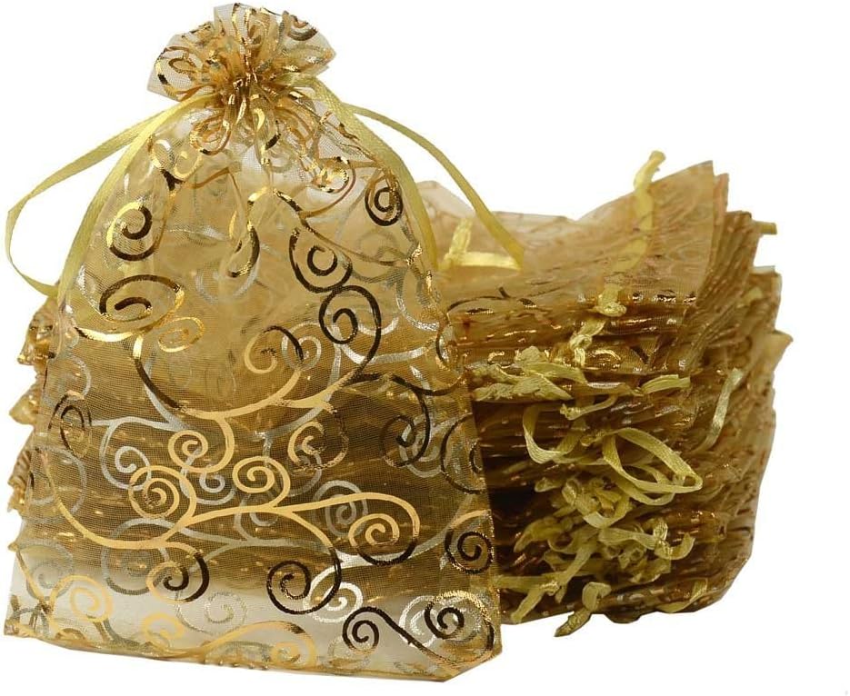 GoldGiftIdeas Silver Plated Tulsi Plant, Pooja Items for Home, Religious Return Gift for Wedding and Housewarming with Designer Potli Bags (Pack of 5)