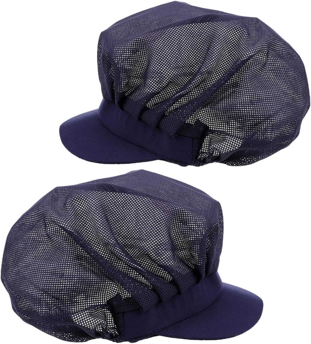 2pcs Unisex Breathable Kitchen Chef Hats Navy Food Service Caps for Men Women Catering Cooking Work Caps Dustproof Cooking Headwear