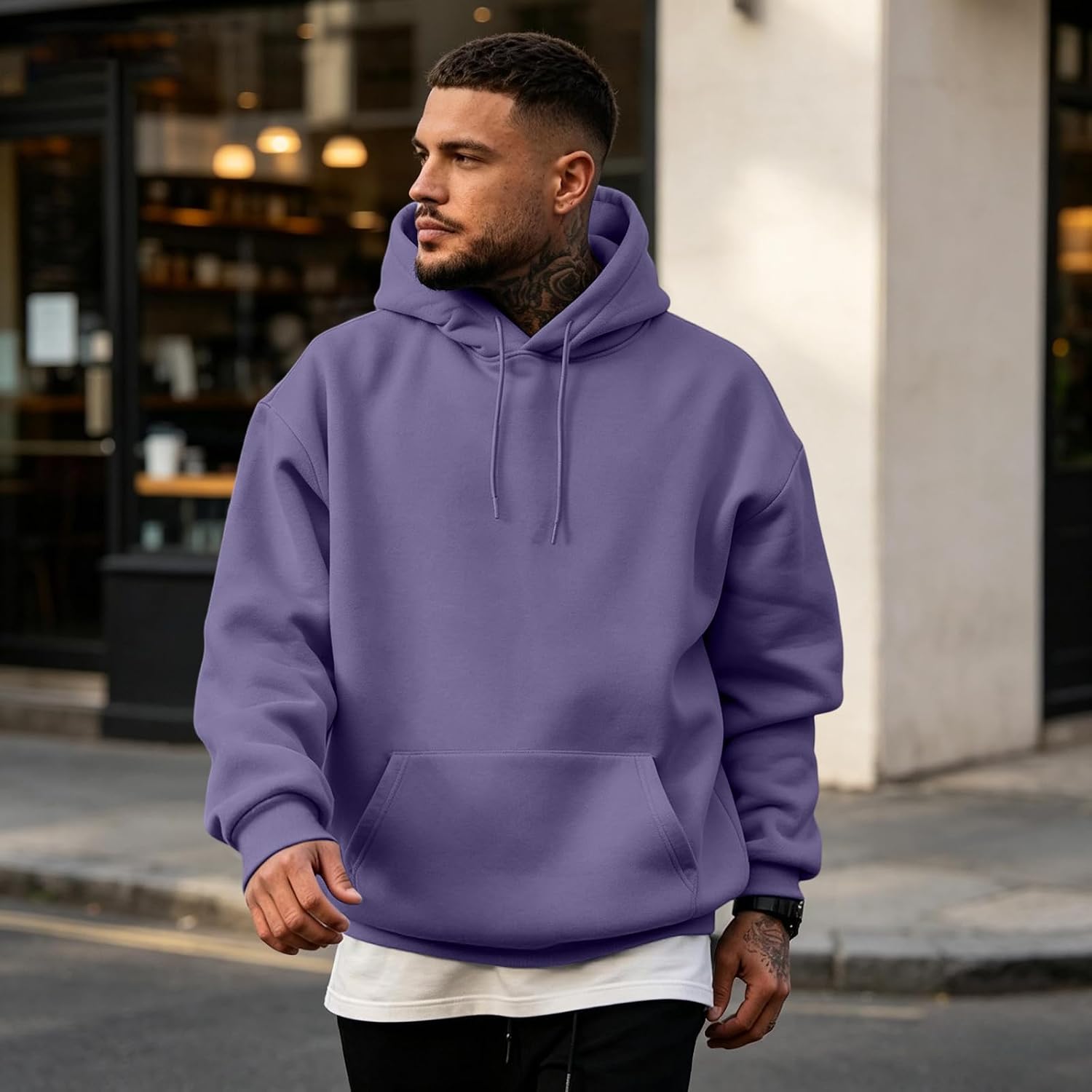 Mens Hoodies Pullover Fall Winter Fleece Warm Oversized Sweatshirt Jackets image 5