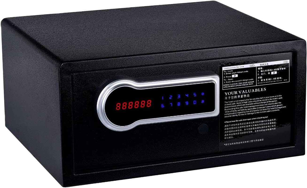 Electronic Digitalsteel Safety Deposit Box Hotel Safe with Numeric Keys Secure Cash, Jewelry, Passport with Wall or Cabinet Mounted Design