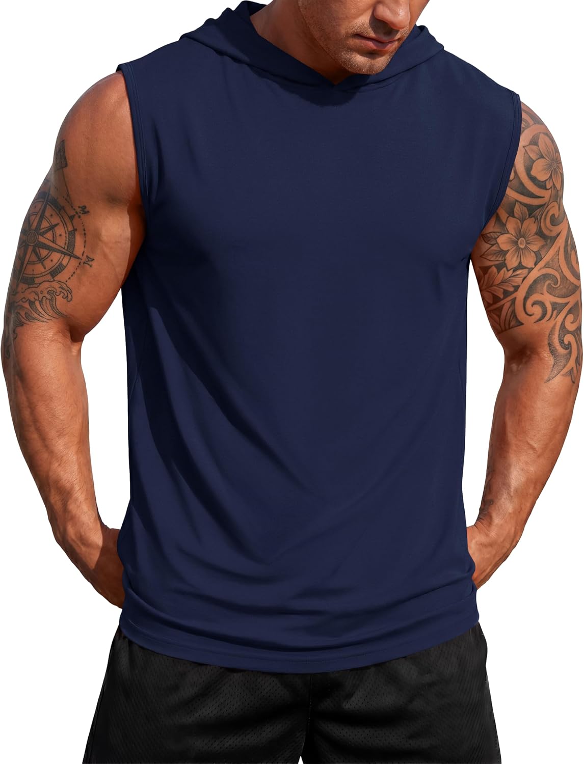 MAGCOMSEN Men‘s UPF 50+ Sleeveless Hoodie Sun Protection Cooling Muscle Tank Top for Workout Gym Fitness