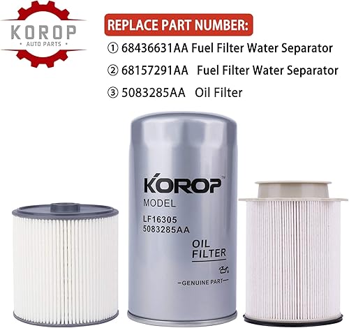 Miniatura 3 de 6.7 CUMMINS Filtro de combustible separador de agua y kit de filtro de aceite, reemplaza # 68436631AA 68157291AA 5083285AA Se adapta a motores