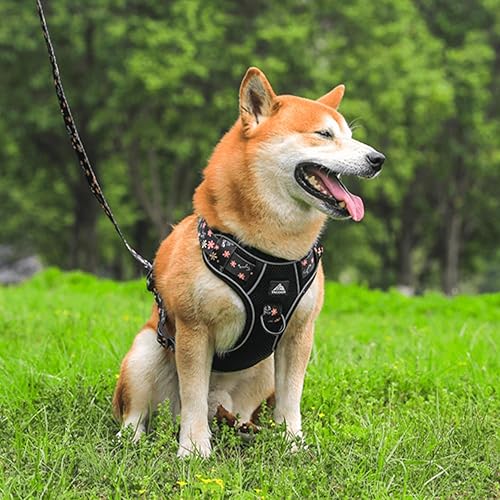 Miniatura 5 de Juego de arnés y correa para perro, chaleco reflectante transpirable ajustable para perros pequeños, medianos, grandes y extra grandes para entrenar