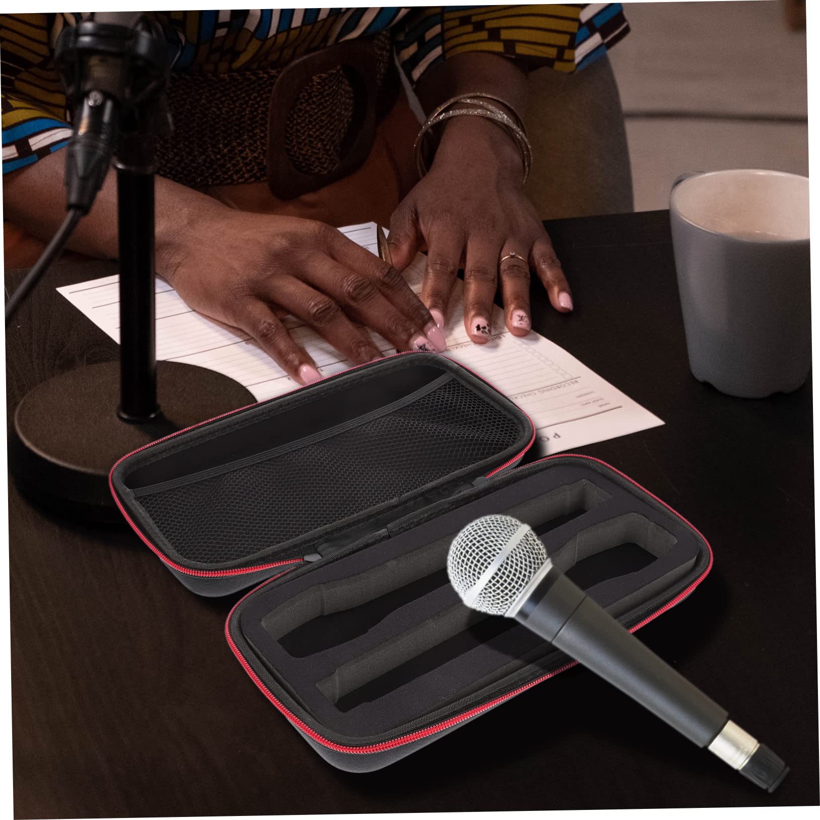 COSMEVIVI Travel Microphone Carrying Bag Portable Zipper Pouch for Mic Storage Shockproof Case Lightweight Compact Design for Business Trip