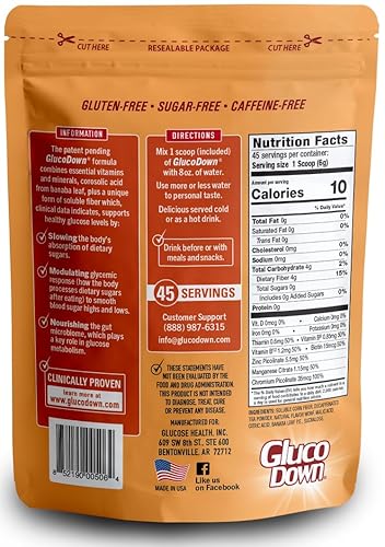 Miniatura 2 de GLUCODOWN, Mantiene el azúcar en sangre saludable, deliciosa mezcla de té de melocotón, apta para diabéticos, 45 porciones, 1 paquete resellable.