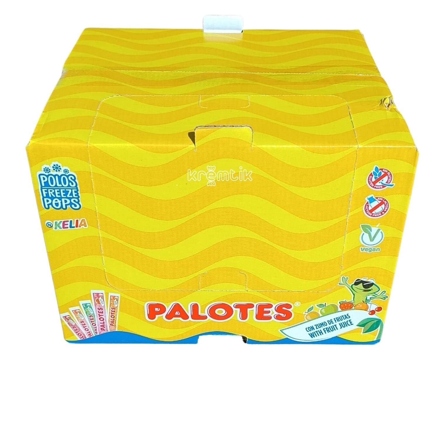 KREMTIK Palotes Kelia - Polo Flash Para Congelar En Casa 180 Unidades de 45ml Apto para Veganos Sabores: Cereza, Naranja, Fresa, Melocotón y Manzana