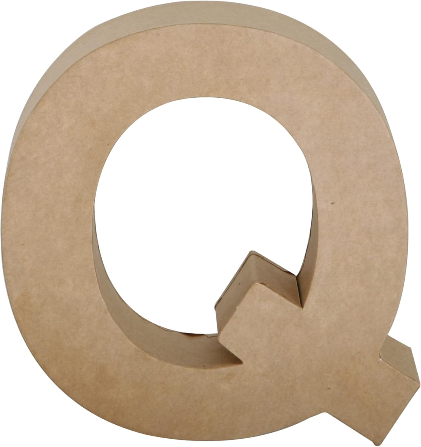 Papier Mache Paper Mache Letter Q, 7" Size, Brown