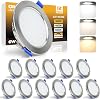 Qingmiao LED Recessed Ceiling Lights, 6W Ultra Slim LED Downlights, Warm White 3000K Neutral White 4000K Cool White 6000K, IP44 Dimmable Spotlights for Bathroom Kitchen Living Room,Silver 12 Pack [Energy Class E]