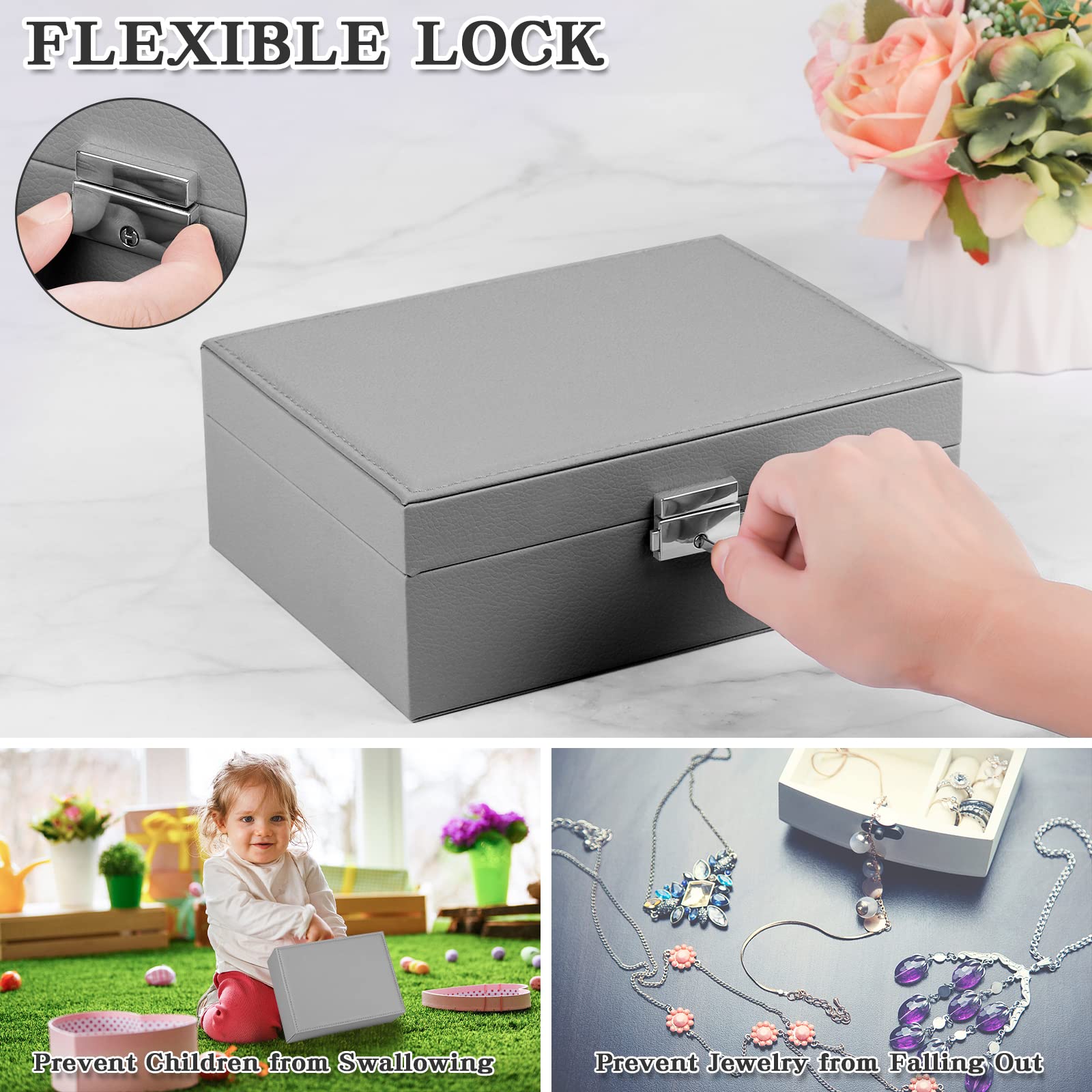 Larkumio Portagioie Donna Ragazza, Grande Porta Gioielli Bambina in Pelle PU a 2 Strati Scatole Portagioielli Cofanetto per Collane, Orecchini, Bracciali