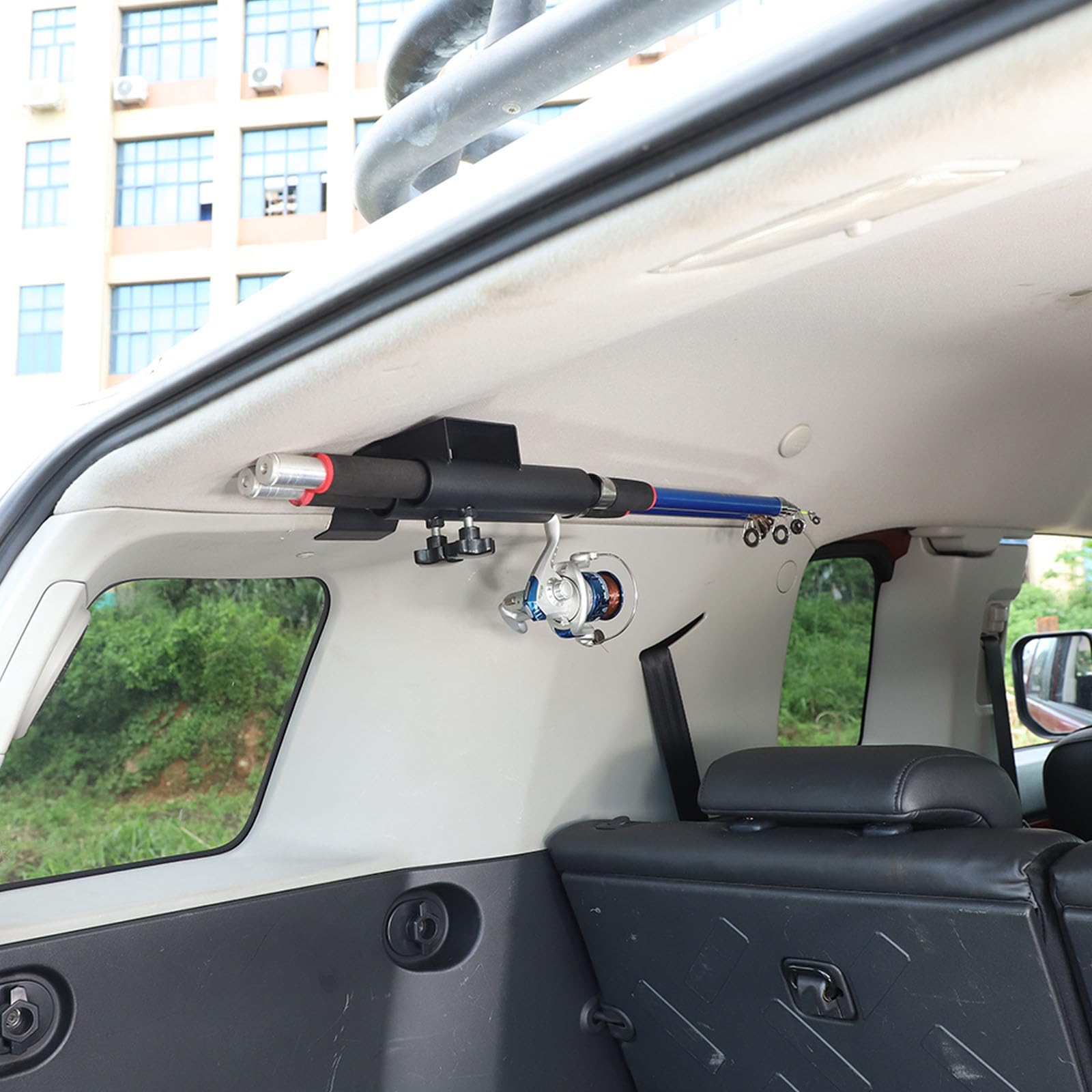 LLKUANG Vehicle Fishing Rod Rack Compatible with Toyota FJ Cruiser 2007-2021,Car Roof Fishing Rod Holder Strap Fishing Pole Holder, Adjustable Carbon Steel Fishing Storage Rack, Rod Racks