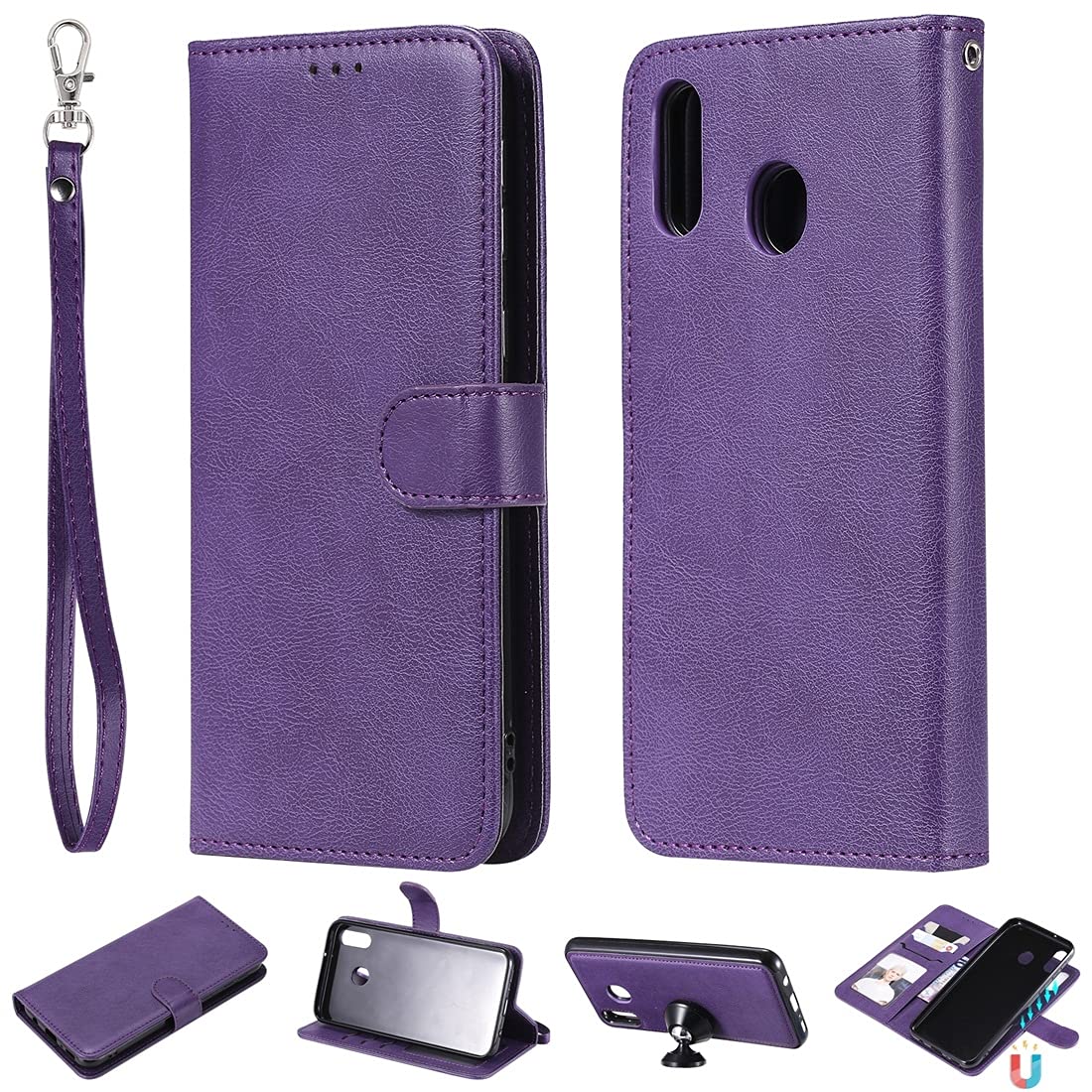 Cell Phone Cases for Galaxy M20 Solid Color Horizontal Flip Protective
