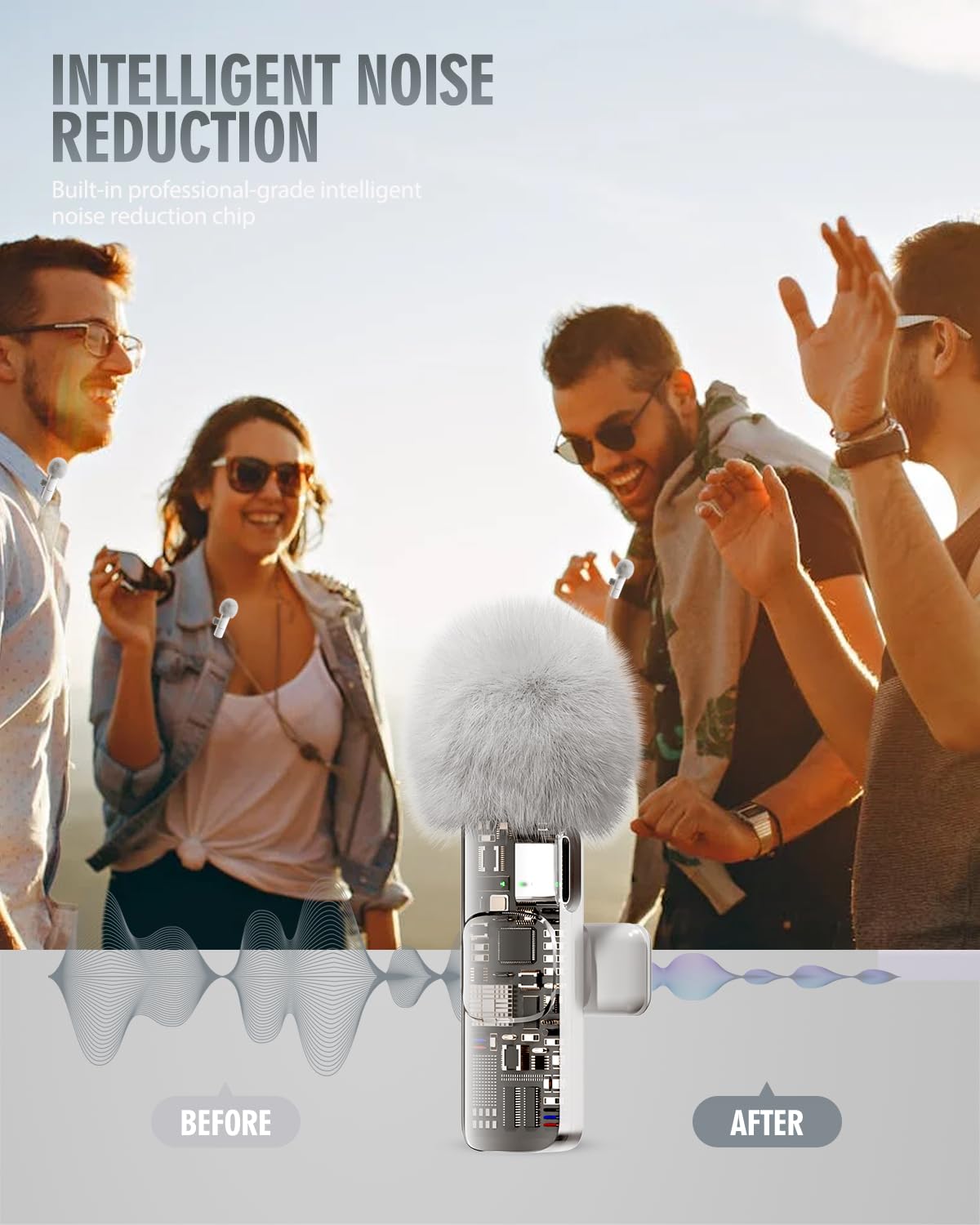 PQRQP 3 in 1 Wireless Lavalier Microphones for iPhone, iPad, Android, Camera, USB-C Microphone, 7-Hour Battery, Mini Microphone with Noise Reduction for Video Recording, Vlog, YouTube, TikTok: PQRQP 3 in 1 Wireless Lavalier Microphones for iPhone, iPad, Android, Camera, USB-C Microphone, 7-Hour Battery, Mini Microphone-Crystal Clear Sound Quality for Recording, YouTube, TikTok (White)