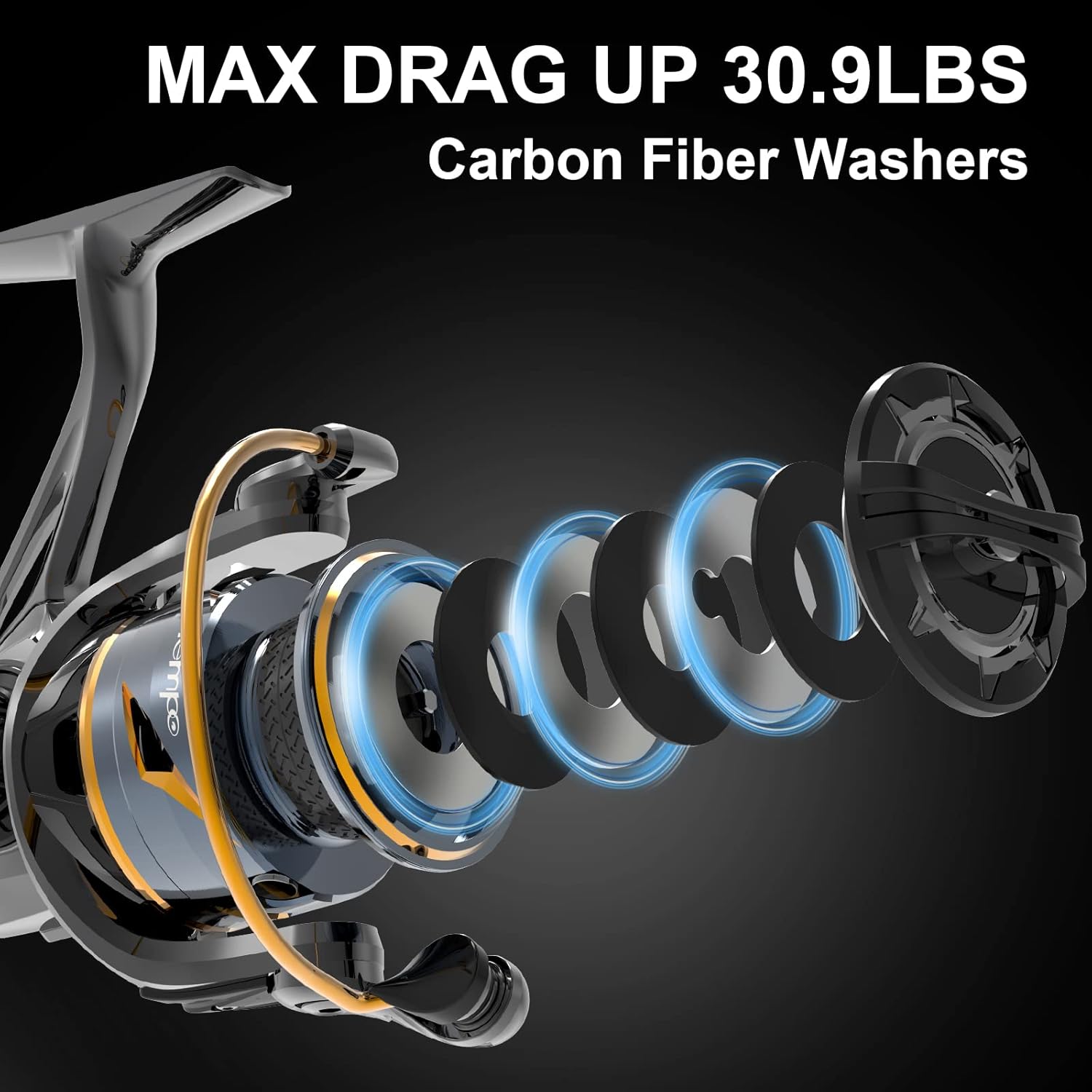 Tempo Persist Spinning Reel - Saltwater and Freshwater Fishing Reels, Aluminum Body with 7+1 BB, 30.9 LBs Max Drag Carbon Washer, Ultra Smooth Fishing Reel for Trout Catfish Bass