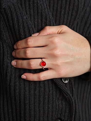 Vista 4 de Simple Plain Classics - Anillo de plata de ley S925 con piedras preciosas de cuarzo de cristal único para mujer, joyería de declaración