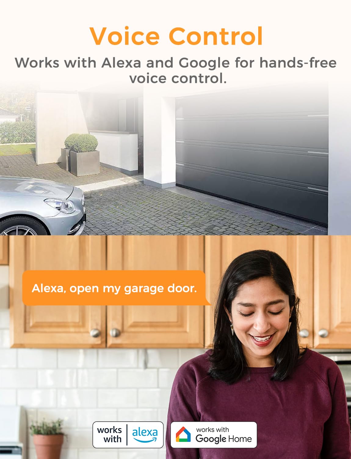 Refoss Smart Otwieracz do bram garażowych z funkcją sterowania za pomocą sieci WLAN i aplikacji, kompatybilny z Alexą, Google, nie wymaga centrum sterowania, 2,4 GHz